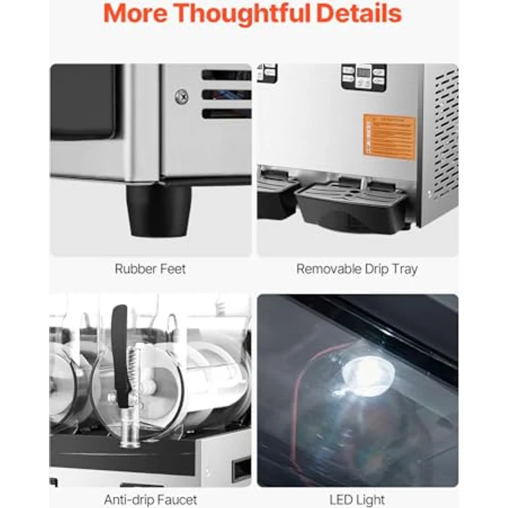 VEVOR Slusheis Maschine XRJ12LX3, 12 L x 3 Dreifachtank Edelstahl, für gefrorene Getränke, effizient und bedienfreundlich – Bild 6