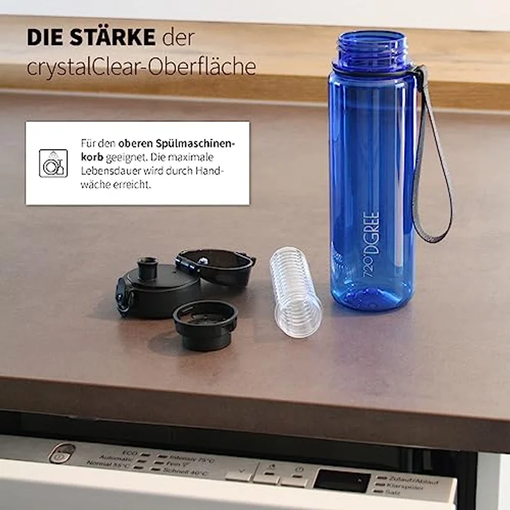 Trinkflasche Wasserflasche Fruchteinsatz 1,5L - BPA Frei uberBottle 720 DGREE emerald green transp – Bild 4