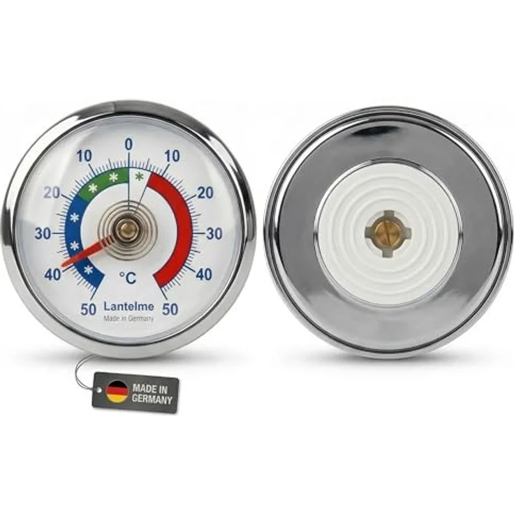 Lantelme Kühlschrankthermometer, selbstklebend, Bimetall-Analog, für Kühl- und Gefriergeräte, Silber, präzise Temperaturmessung von -50° bis +50°C – Bild 3