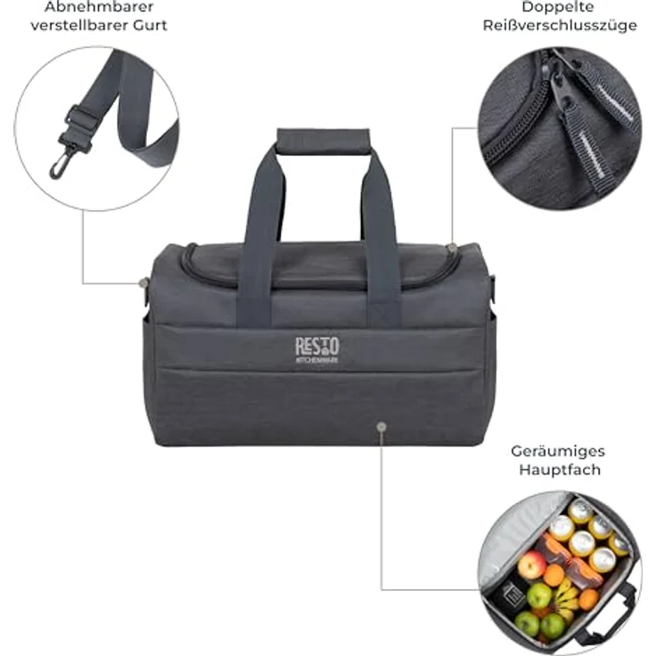 Resto Kühlbox 5519, 19 l mit PEVA-Isolierung und Seitentasche, strapazierfähiges Polyester, ideal für Picknick und Ausflüge – Bild 4