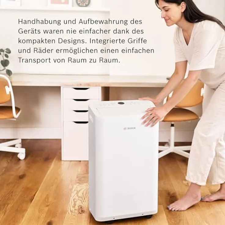Bosch Cool 2000 Mobiles Klimagerät - 3-in-1: Klimagerät, Luftentfeuchter, Ventilator - 2,6kW Kühlleistung für Räume bis zu 35m² - Auto-Modus, Silent-Modus & Sleep-Modus (46 db(A)) [Energieklasse A] – Bild 4