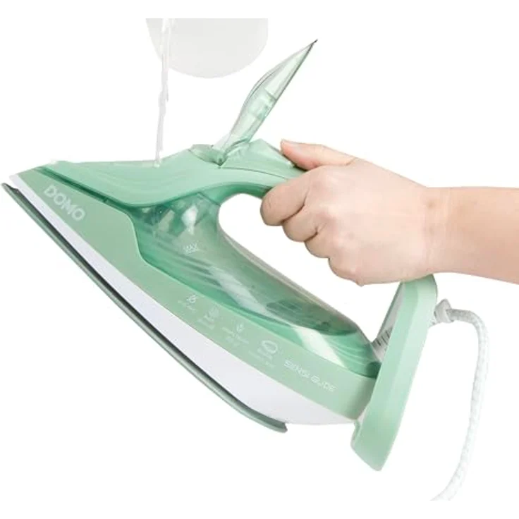 DOMO DO7059S Sensi Glide Dampfbügeleisen, automatische Temperaturregelung, doppelte Keramiksohle, 50 g/min Dauerdampf, Dampfstoßfunktion, 400 ml Wassertank, 2830 W, Blau/Grün – Bild 4