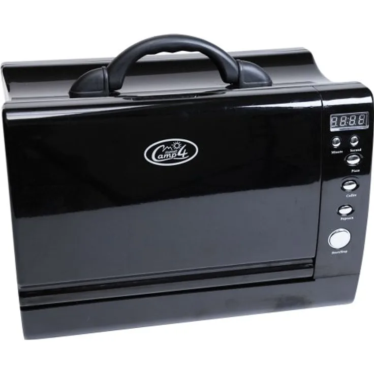 Camp4 Mikrowelle mit Kühktasche, 660 Watt, Standgerät, schwarz, edelstahl