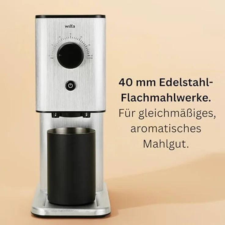 Wilfa ZENSE ALUX Kaffeemühle, 30 Mahlgrade, 40mm Edelstahl-Flachmahlwerk, Antistatik, luftdicht verschlossener Bohnenbehälter, silber – Bild 5