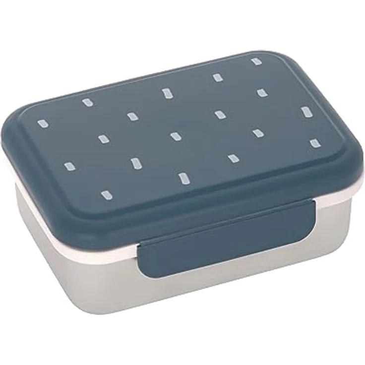 LÄSSIG Kinder Brotdose Edelstahl Lunchbox Frühstücksbox Nachhaltig Kindergarten Schule/ Happy Prints midnight blue – Bild 1