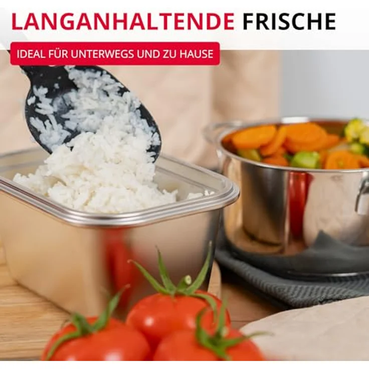 Westmark Edelstahl Lunchbox, Auslaufsichere Bento Box, Mikrowellen- & Ofenfest, BPA-frei, 1000 ml, Silber – Bild 3