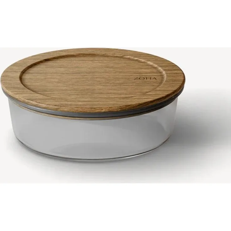 COFI Frischhaltedosen aus Borosilikatglas mit Akazienholzdeckel, rund 1300 ml, luftdicht & ofenfest