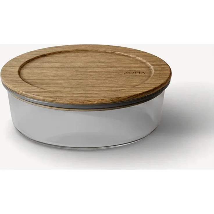 COFI Frischhaltedosen aus Borosilikatglas mit Akazienholzdeckel, rund 1300 ml, luftdicht & ofenfest