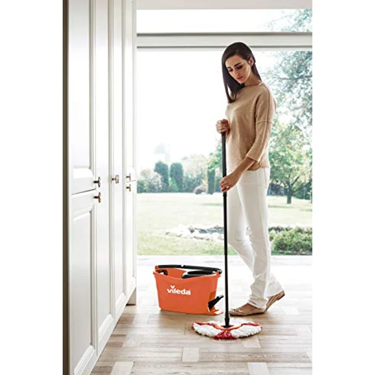 Vileda Turbo EasyWring & Clean Komplett Set coral Wischmop und Eimer mit PowerSchleuder – Bild 4