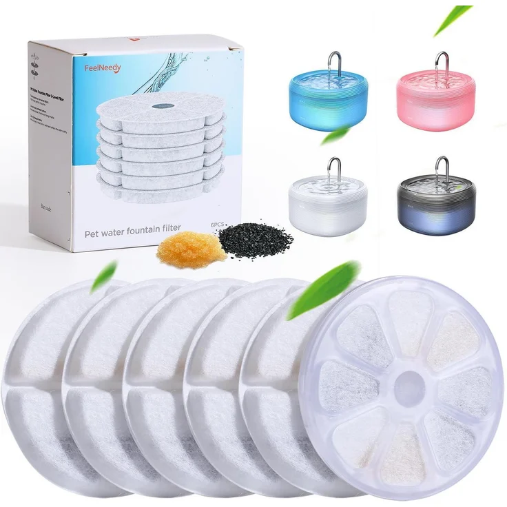 FEELNEEDY Ersatzfilter für Trinkbrunnen, 6 Stück für 3,2L/3,5L Wasserspender, aktiver Geruchs- und Chlorfilter