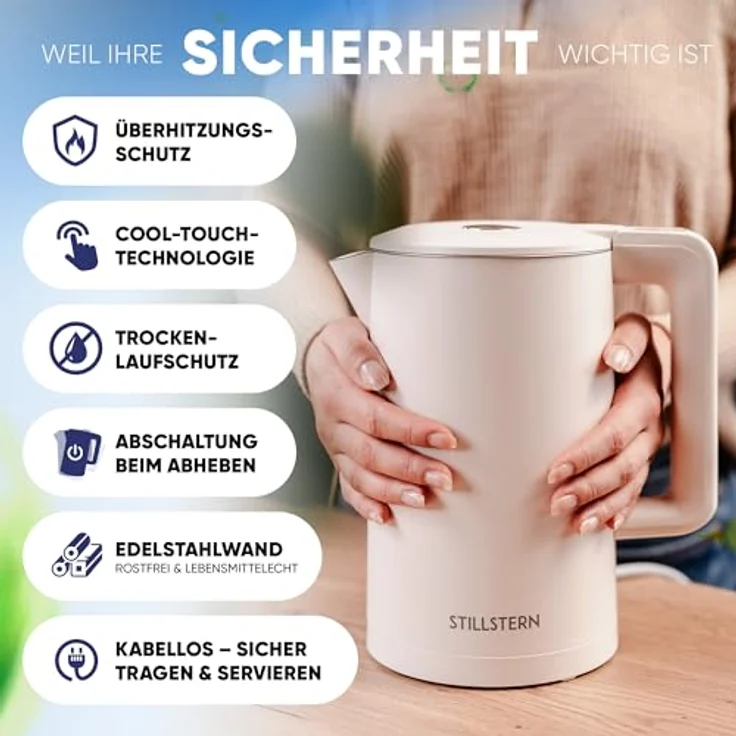 Stillstern Wasserkocher mit Temperatureinstellung [1,7L | 40-55-70-85-100°C], 12 Std. Warmhalten, Präzisionsausguss aus Edelstahl, Anti-Fingerprint, Schnelles Aufheizen [2200W], Leise, Stabiler Halt – Bild 2