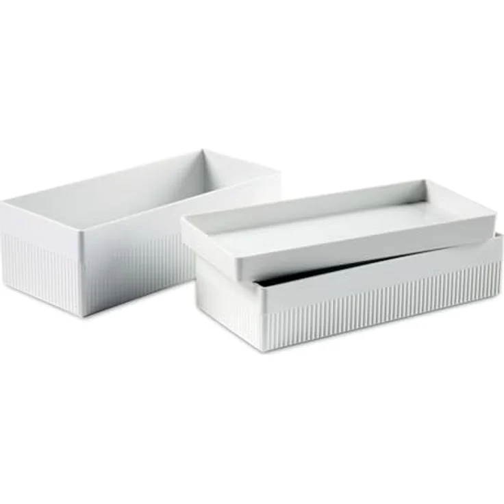 Authentics Stapelbox Kali M, Aufbewahrungsbox aus ABS, Weiß, 28.5 x 12 x 6 cm – Bild 2