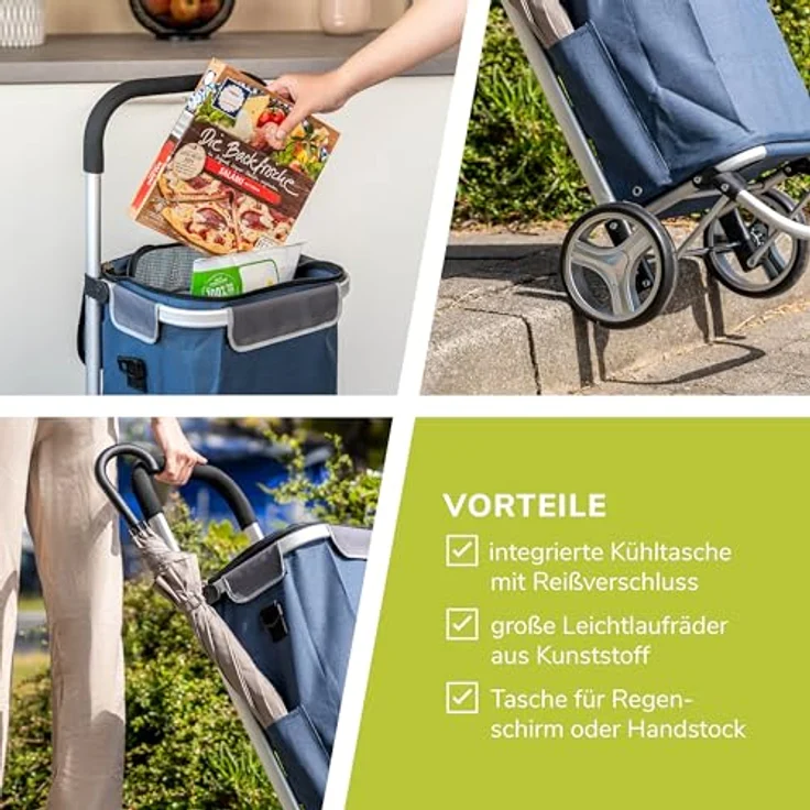 bremermann Einkaufstrolley BRINKUM, Handwagen mit abnehmbarer Tasche, 45 Liter Fassungsvermögen (blau) - Preisvergleich – Bild 3