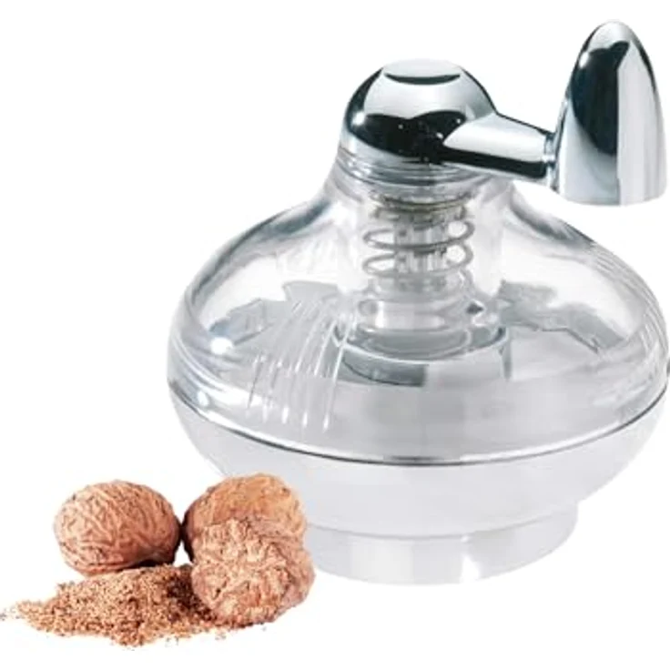 Westmark Muskatmühle mit Vorratsfläche für bis zu 9 Muskatnüsse, Kunststoff-Rostfreier Edelstahl, Silber-Transparent, 69572260 – Bild 2