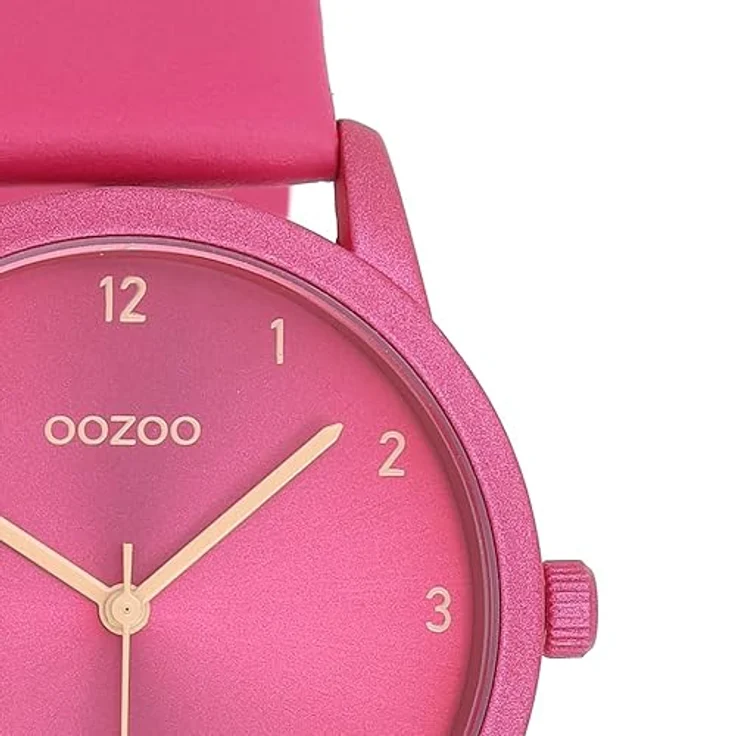 Oozoo Damen Uhr in fuchsia/peach pink | Moderne Armbanduhr mit Lederarmband | Edle Analog Damenuhr C11080 (38mm Gehäuse) – Bild 2