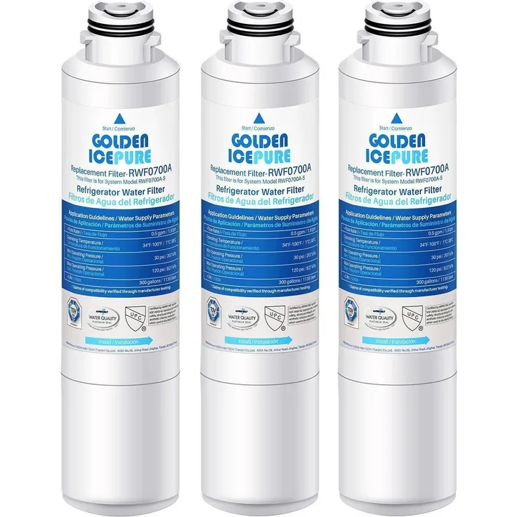 GOLDEN ICEPURE Wasserfilter Kühlschrank, kompatibel mit Samsung DA29-00020B/A, HAF-CIN/EXP, 46-9101, 3 Stück, innovative Mehrschicht-Filtertechnologie, lebensmitteltaugliches Material