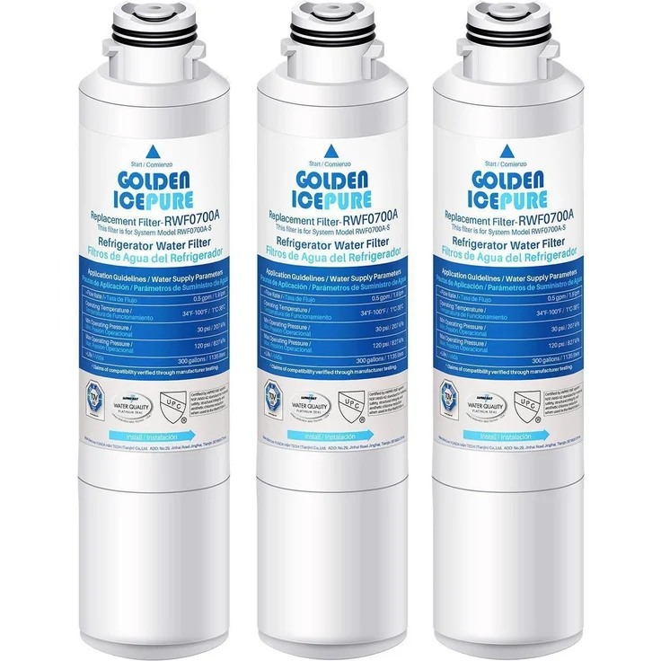 GOLDEN ICEPURE Wasserfilter Kühlschrank, kompatibel mit Samsung DA29-00020B/A, HAF-CIN/EXP, 46-9101, 3 Stück, innovative Mehrschicht-Filtertechnologie, lebensmitteltaugliches Material