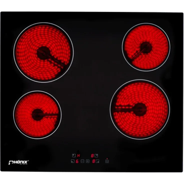 Phönix Germany PC-604T Glaskeramikkochfeld, Elektro Einbauherd mit 4 Zonen, 6,0 kW Leistung, autark, schwarz