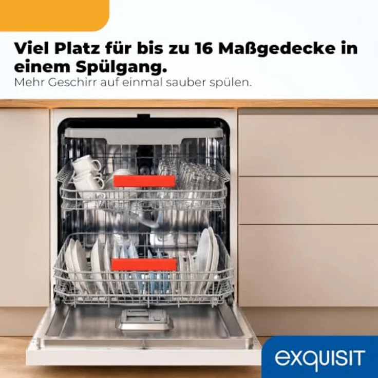 Exquisit GSP59316-450C Geschirrspüler, 16 Maßgedecke, Energieklasse C, 8 Spülprogramme, Aquastop, Innenbeleuchtung, Unterbaufähig, Weiß – Bild 5
