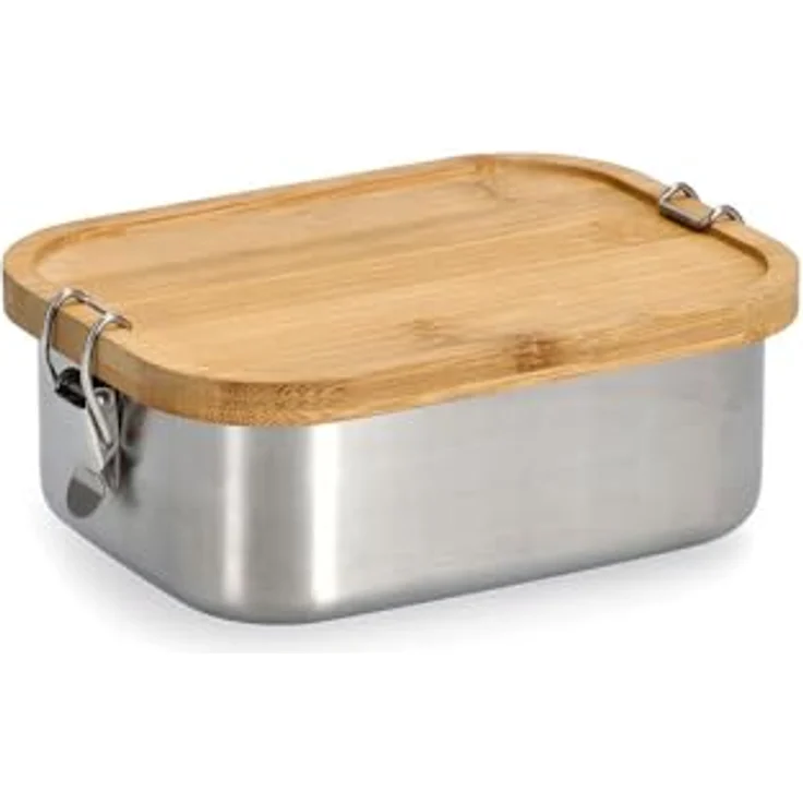 Zeller Present Lunchbox, hochwertige Edelstahl Brotdose mit Bambus Deckel, 770 ml, inkl. Trenner – Bild 2