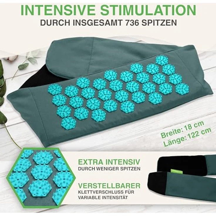 BACKLAxx® Massagegerät Akupressur Lendengürtel, Umweltfreundliches Halbleinen & reine Kokosfasern, Intensitätsregulierung - Blau – Bild 3