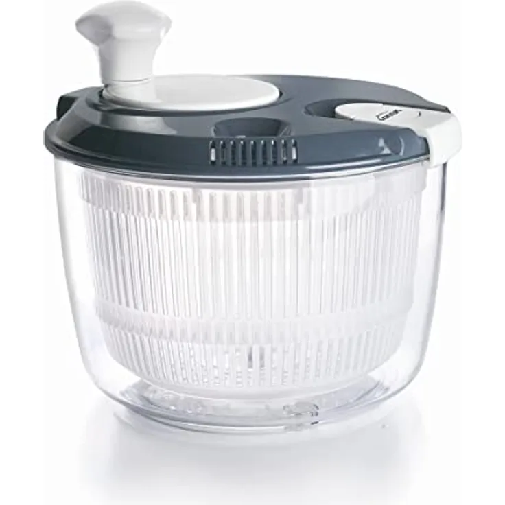 Lacor 61422 Klein Schleuder mit hoher Geschwindigkeit, Drehknauf, Verriegelungssystem, 3-teilig, Abtropfgitter, Schüssel, 100% BPA-frei, Ø 20,5 x 19 cm, grau, Stahl