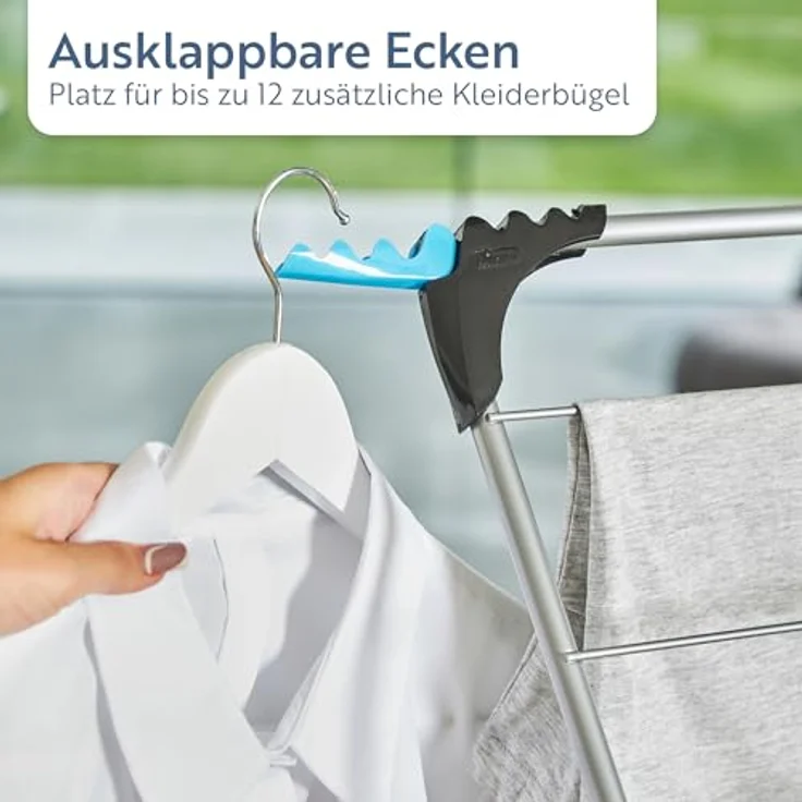 Minky 3 Stufen Plus ausklappbarer Wäscheständer, - Chrom Blau - Silber – Bild 5