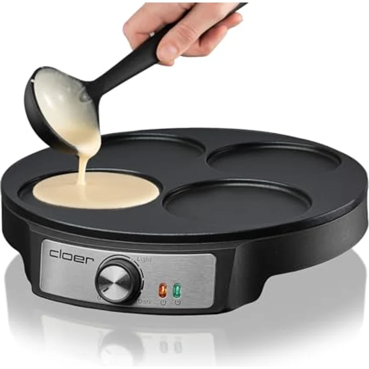 Cloer Crêpesmaker 6625 - Pancakemaker - schwarz, 1200 W Leistung, antihaftbeschichtete Platte, regelbarer Thermostat – Bild 3