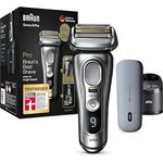 Braun Series 9 Pro Premium Rasierer Herren mit 4+1 Scherkopf, Elektrorasierer & ProLift Trimmer, PowerCase, 5-in-1 Reinigungsstation, 60 Min. Laufzeit, Wet&Dry, 9497cc, silber
