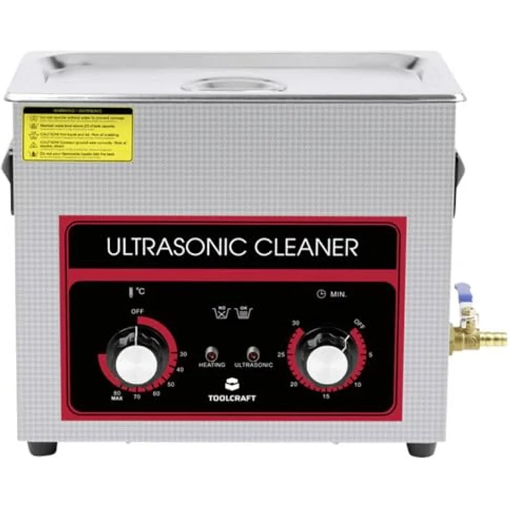 TOOLCRAFT Ultraschallreiniger 6,5 l, Rostfreier Stahl mit 180 Watt Leistung, analog einstellbare Temperatur und Timer – Bild 2