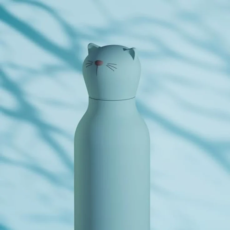 ASOBU Bestie Isolierte Edelstahl-Trinkflasche mit abnehmbarem Tierkopf (Katze), 16 Unzen, wiederverwendbarer Silikon-Strohhalm, auslaufsicher – Bild 4