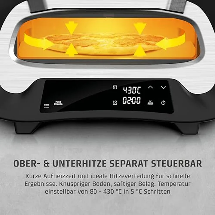 Caso PizzaChef 2984 Pizzaofen, 8 Automatikprogramme, inkl. Pizzastein, Schwarz – Bild 6