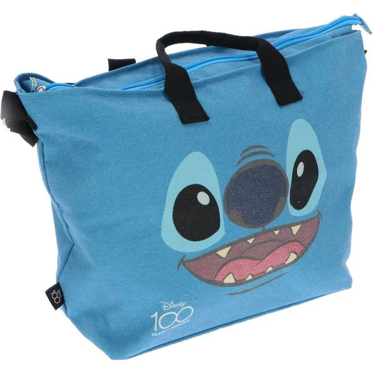 Lilo & Stitch Umhängetasche – Große Schultertasche aus Baumwolle 32x34 cm, blau