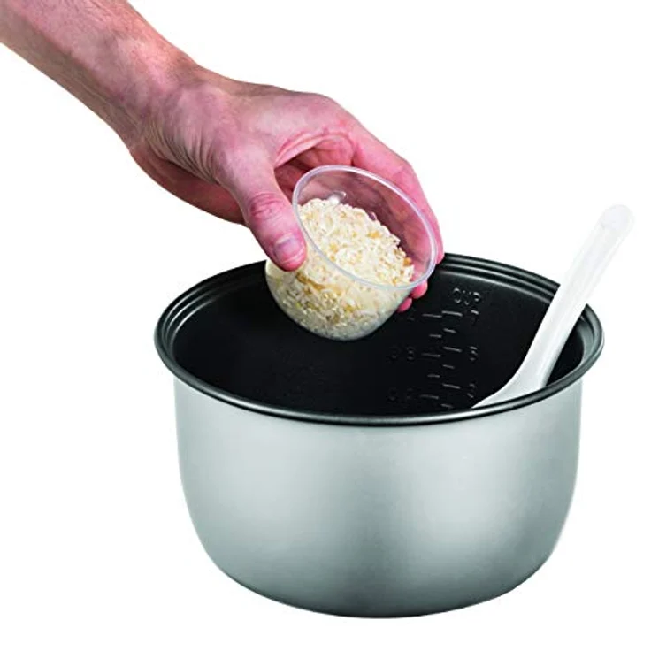 Russell Hobbs Reiskocher 1,2l inkl. Dampfgarer-Einsatz mit Aroma-Klappdeckel Warmhaltefunktion, antihaftbeschichteter Gartopf, Reislöffel & Messbecher edelstahl 27080-56  – Bild 6