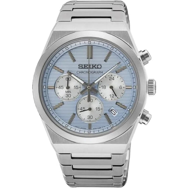 Seiko Herren-Sport-Chronograph SSB459P1, 40 mm, Saphirglas, wasserdicht bis 100 m, Edelstahl-Armband, Datumsanzeige und 1/5-Sekunden-Chronograph – Bild 1
