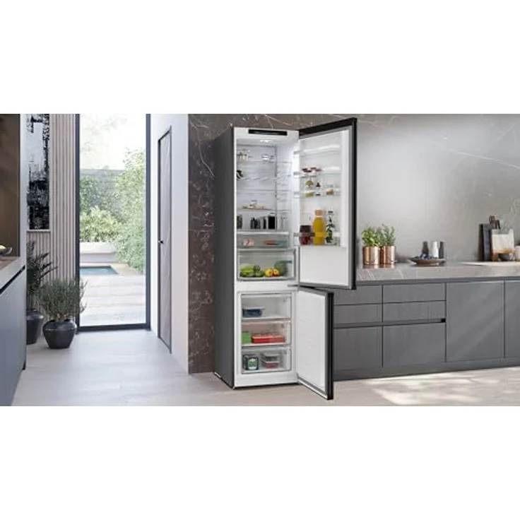 Siemens KG39N2XAG iQ300 Stand-Kühl-Gefrierkombination, NoFrost, gebürsteter schwarzer Stahl, 260 l Kühlraum, 103 l Gefrierraum, hyperFresh 0°C Technologie, Energieeffizienzklasse A – Bild 5