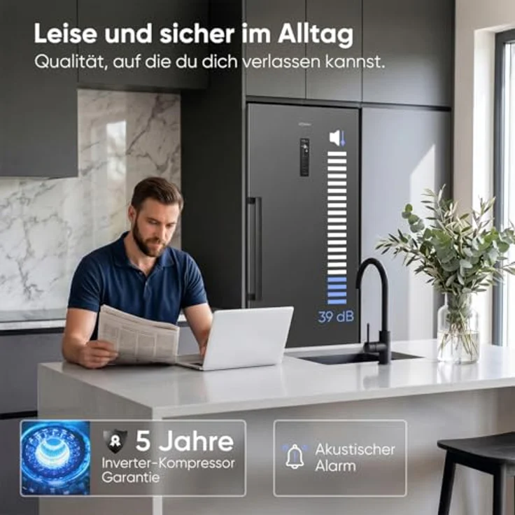 Bomann® GS 7371, Gefrierschrank mit Total NoFrost, MultiAirflow, 274L, 185cm, inox – Bild 6
