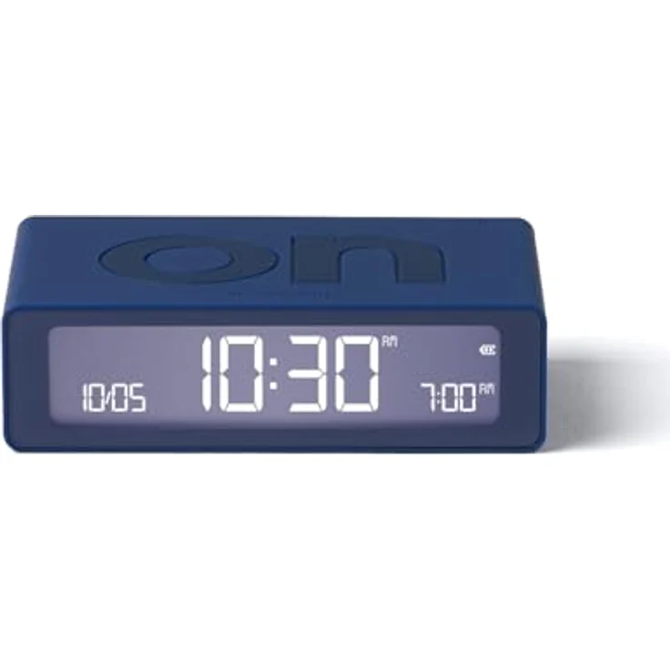 Lexon Flip Mini Reisewecker, digitaler LED-Wecker mit einstellbarer Helligkeit, wiederaufladbar, berührungsempfindlich, dunkelblau – Bild 1