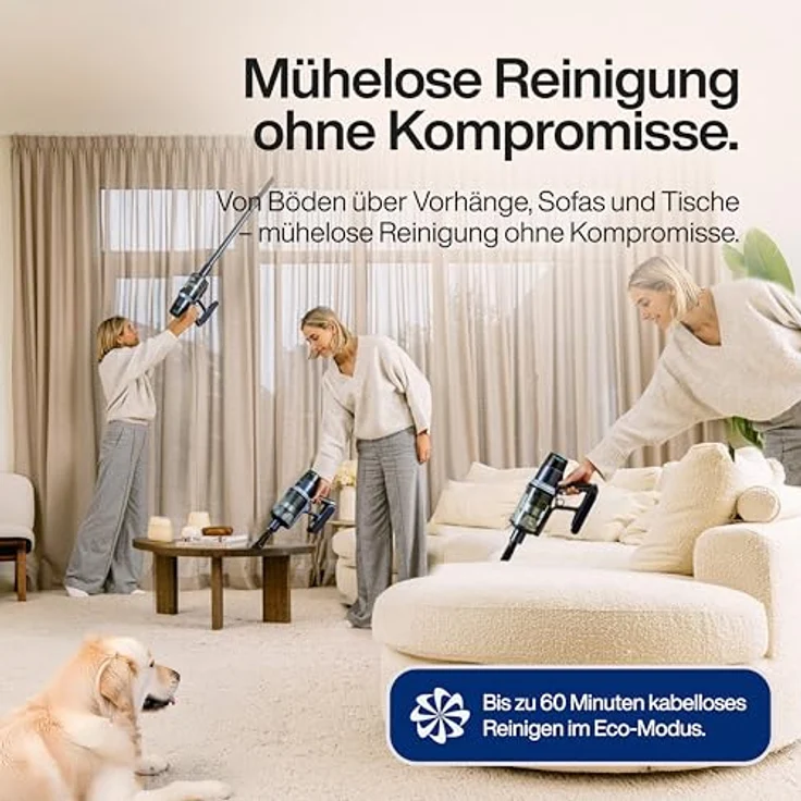 Samako Akku Staubsauger CleanDetect 450W, Handstaubsauger kabellos mit 4 Zubehörteilen und intelligenter Schmutzerkennung – Bild 10