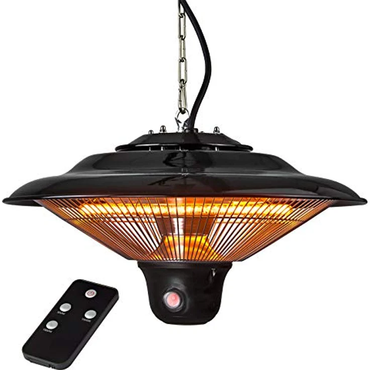 DEMA Deckenheizstrahler DHS 1500R, Halogen Heizgerät mit Fernbedienung, 3 Leistungsstufen, spritzwassergeschützt IP34 – Bild 1