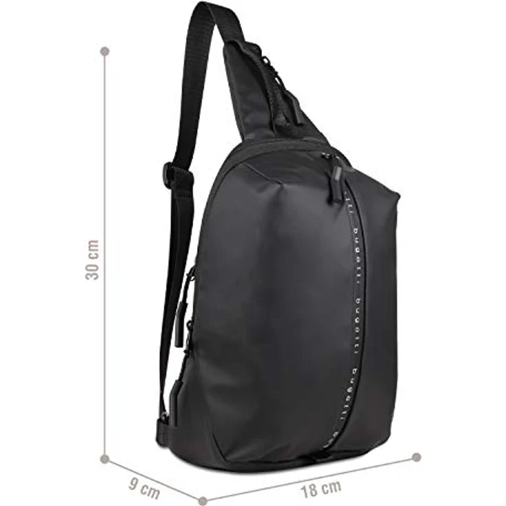 Bugatti Handtasche Blanc Schwarz, funktionaler Rucksack mit mehreren Fächern und gepolsterten Schulterträgern – Bild 3