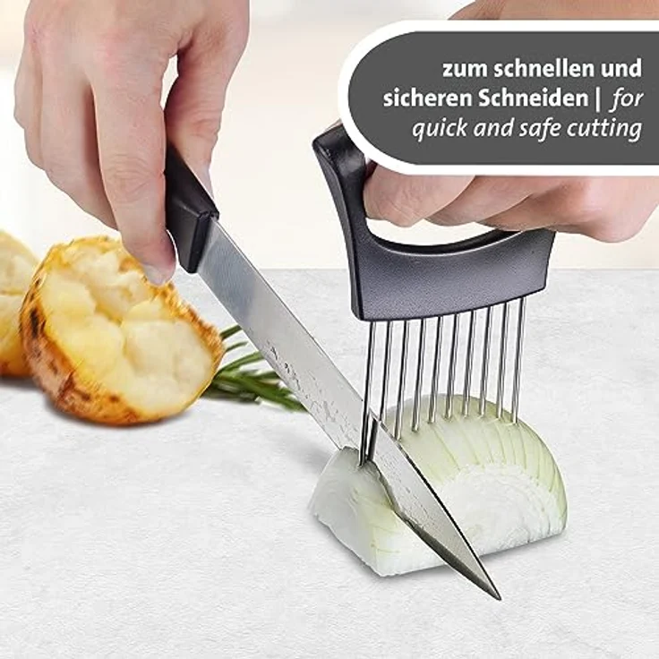 Westmark Restehalter und Schneidhilfe – praktische Schneidehilfe als Finger- und Handschutz, ideal zum Schneiden von Brot, Fleisch und anderen Lebensmitteln – ABS, Edelstahl – Bild 3