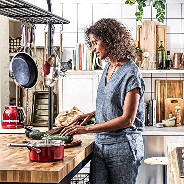 KitchenAid Steel Core Enamel Stielkasserolle mit Deckel (18cm/2l), deutsche Emaille, Induktionsgeeignet, backofenfest, spülmaschinenfest, Empire Rot – Bild 3