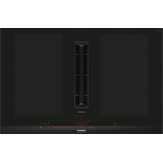 Siemens EX877LX57E iQ700, Induktionskochfeld mit Dunstabzug, Breite 80 cm, surface mount with frame, Studioline, varioInduktion, Dual lightSlider, Luftgütesensor, Home Connect, Anzahl der Kochstellen 4, schwarz - Preisvergleich