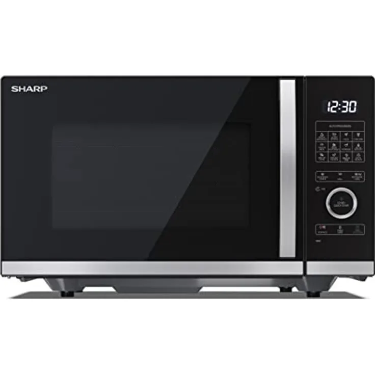 Sharp YC-QG234AE-B Mikrowelle mit Grill, Standgerät, 23 Liter Garraum, 900W, 10 Leistungsstufen, Auftaufunktion, schwarz