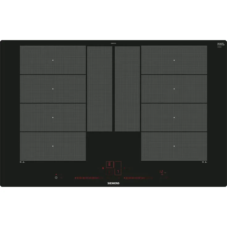 Siemens EX801LYC1E Induktionskochfeld, Einbau, Autark, Betriebsart elektrisch, flächenbündig (integriert), 4 Kochstellen, 17 Leistungsstufen, Automatikprogramm, Touch Control, schwarz – Bild 2