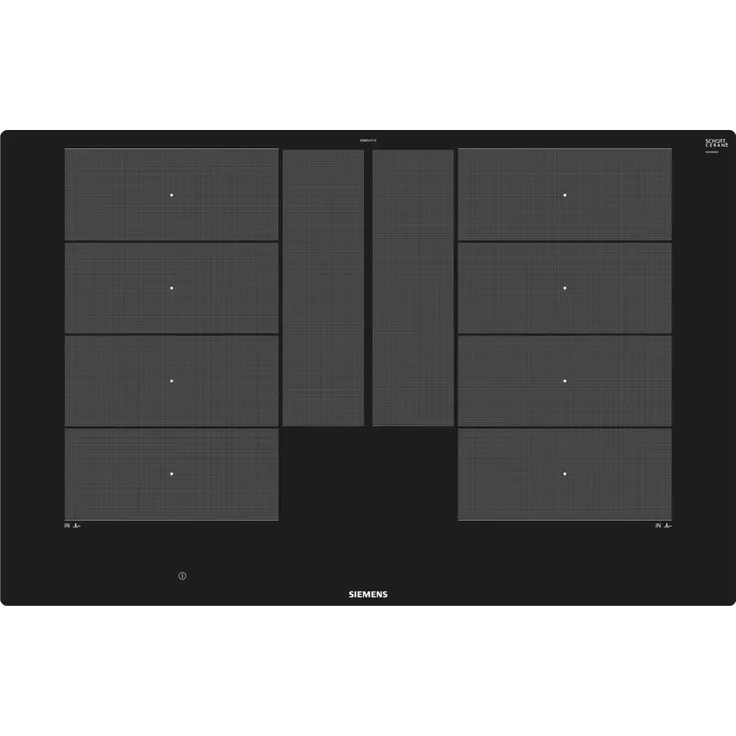 Siemens EX801LYC1E Induktionskochfeld, Einbau, Autark, Betriebsart elektrisch, flächenbündig (integriert), 4 Kochstellen, 17 Leistungsstufen, Automatikprogramm, Touch Control, schwarz – Bild 1
