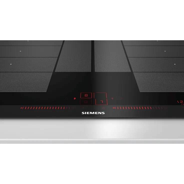 Siemens iQ700 EX875LYC1E Induktionskochfeld, Einbau, Autark, Betriebsart elektrisch, 4 Kochstellen, Timer, Topferkennung, Material Glaskeramik, mit Rahmen aufliegend, schwarz – Bild 3