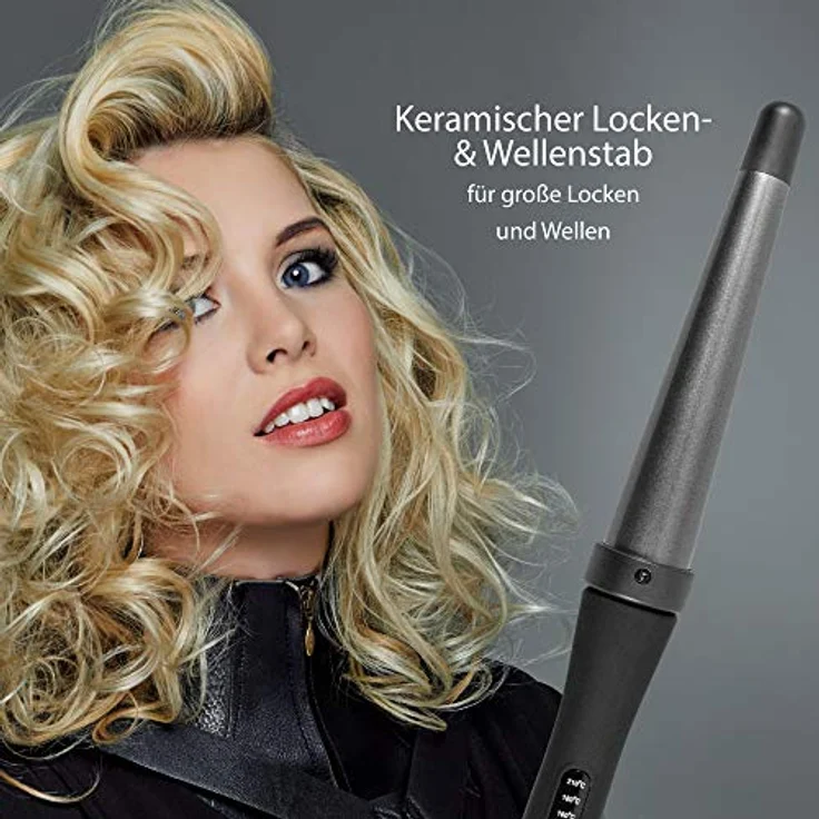 Revamp Progloss Big Wand - Beheizter Lockenstab mit Ionen-Technologie für lose Locken und Wellen, 32-19mm konischer Keramikzylinder, mit Standfuß, hitzebeständigem Handschuh und Abschaltautomatik – Bild 4