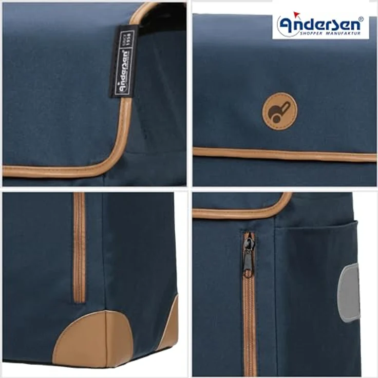 Andersen Einkaufstrolley Scala Shopper Weda blau 36 L Handwagen, langlebig, Tasche abnehmbar, klappbar, leichtgängig, leise Räder – Bild 5